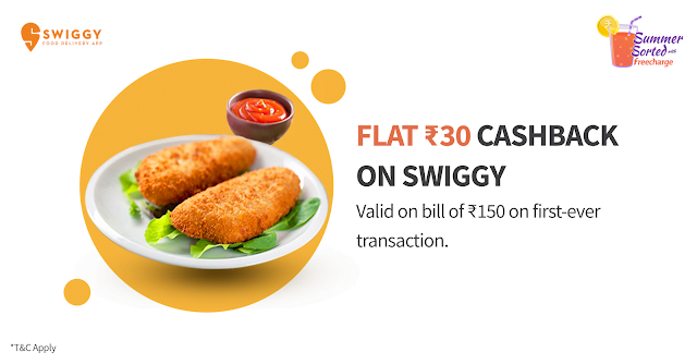 Freecharge cashback offer on Swiggy
