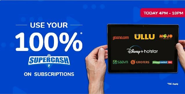 Use 100% Supercash Upto ₹100 On Subscription Purchase
