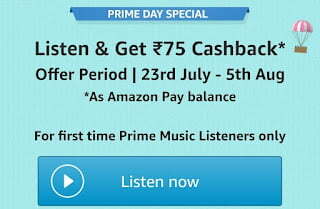 Listen Amazon Prime Music & Get ₹75 Pay Balance