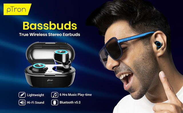PTron Bassbuds Wireless Bluetooth Headphone @699